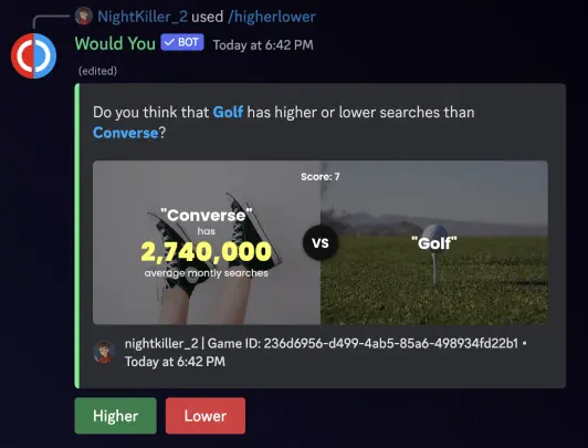 higher or lower