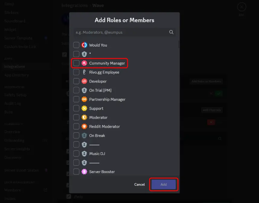 click manage next to each bot