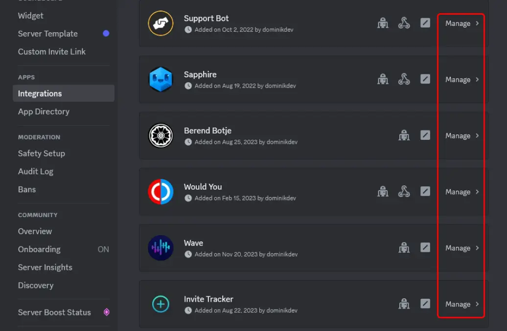 integrations page